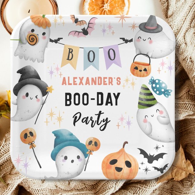 Plato De Papel Cuto fantasma Spooktacular Halloween Cumpleaños Bo (Subido por el creador)