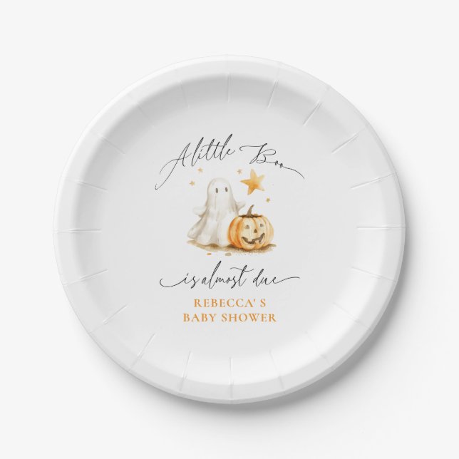 Plato De Papel Cuto Ghost Pumpkin Boo Halloween Baby Shower (Anverso)