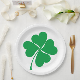Plato De Papel Cuto Green Lucky 4 deja el corazón Clover shamrock