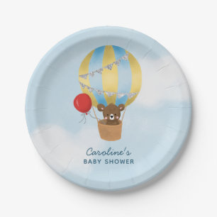 Plato De Papel Cuto Hot Air Balloon Boy Baby Shower