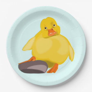 Plato De Papel Cuto pato amarillo