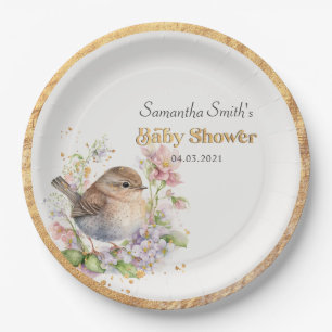 Plato De Papel Cuto Vintage Little Sparrow Spring Baby Shower
