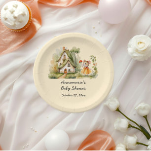 Plato De Papel Cuto Whimsical Mouse Baby Shower