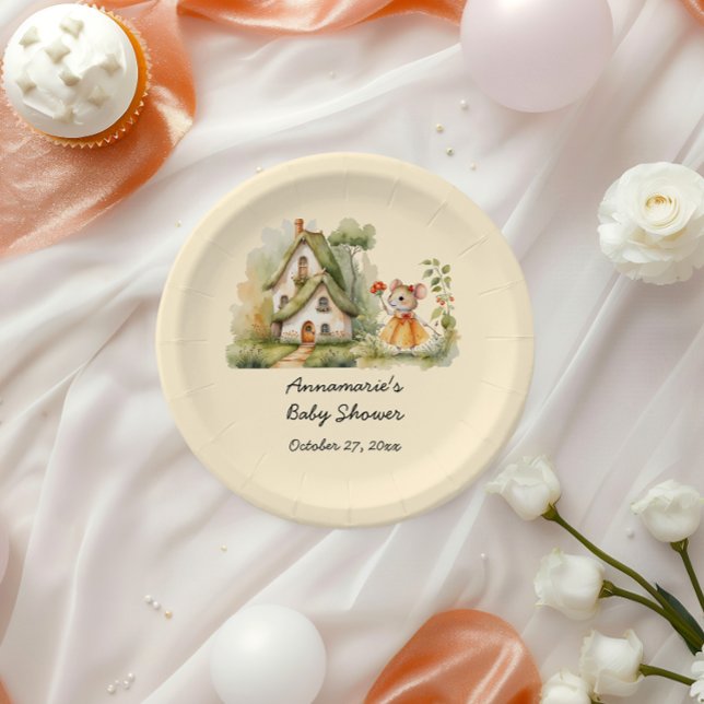 Plato De Papel Cuto Whimsical Mouse Baby Shower | (Subido por el creador)