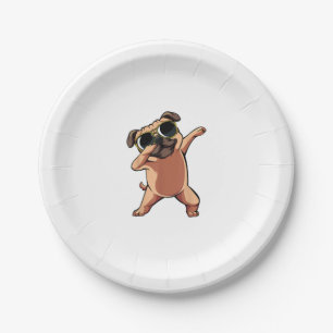 Plato De Papel Dabbing Dab Pug Dog Mascotas bailan pipa animal