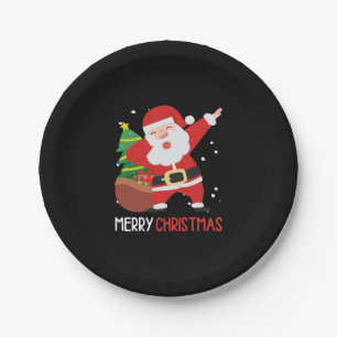 Plato De Papel Dabbing Santa Claus Dab Dap Navidades