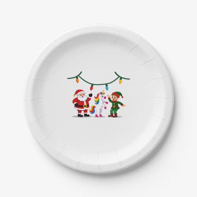 Plato De Papel Dabbing Santa Elf Unicorn Christmas Kids Boys Men  (Anverso)
