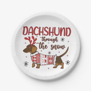 Plato De Papel Dachshund a través de la Navidad del perro amante 