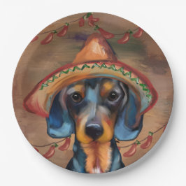 Plato De Papel Dachshund Cinco de Mayo