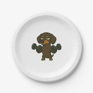 Plato De Papel Dachshund con entrenamiento de acondicionamiento f