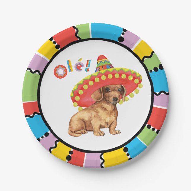 Plato De Papel Dachshund de la fiesta (Anverso)