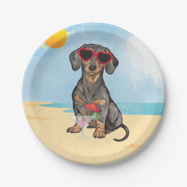 Plato De Papel Dachshund del verano (Anverso)