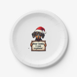 Plato De Papel Dachshund Divertido Navidad Querido Santa Puedo Ex