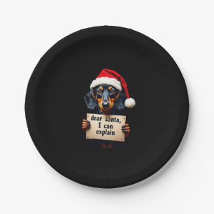 Plato De Papel Dachshund Divertido Navidad Querido Santa Puedo Ex