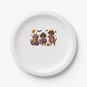 Plato De Papel Dachshund Dog Ghost Halloween