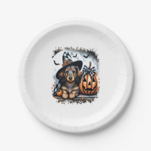 Plato De Papel Dachshund Dog Halloween
