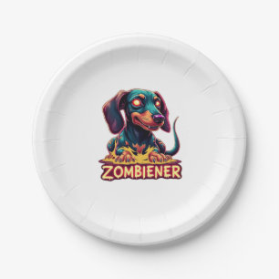 Plato De Papel Dachshund Doxie Wiener Sausage Zombie Dog Hallowee