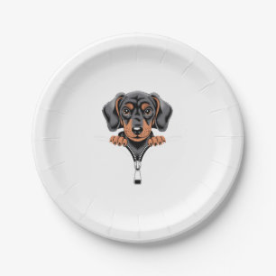 Plato De Papel Dachshund escudriñando fuera del Ilustracion del c