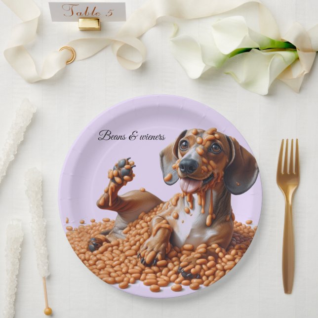 Plato De Papel Dachshund Fiesta (Boda)