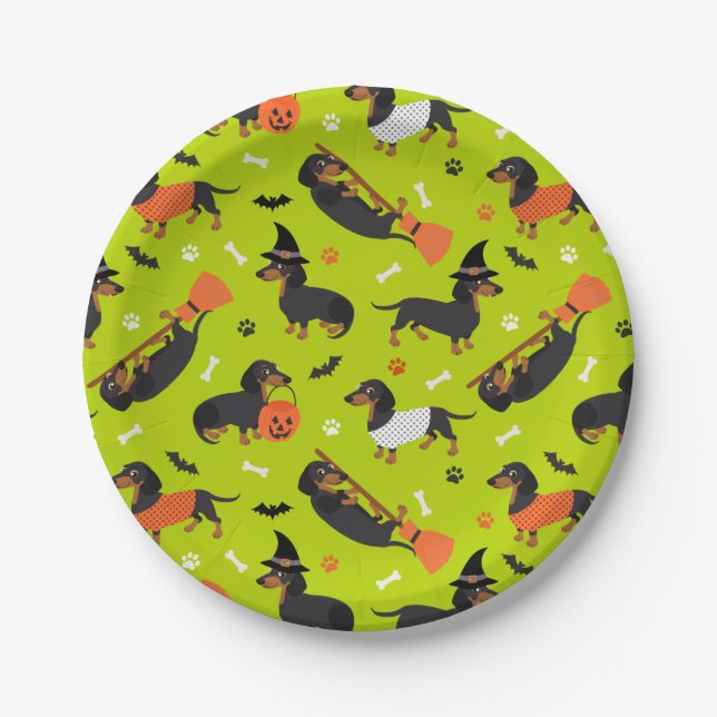 Plato De Papel Dachshund Halloween (Anverso)