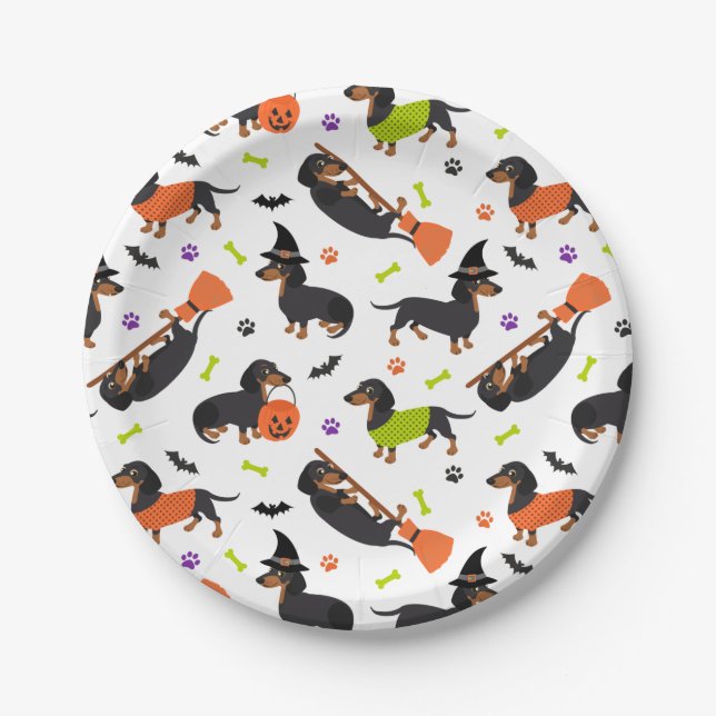 Plato De Papel Dachshund Halloween (Anverso)
