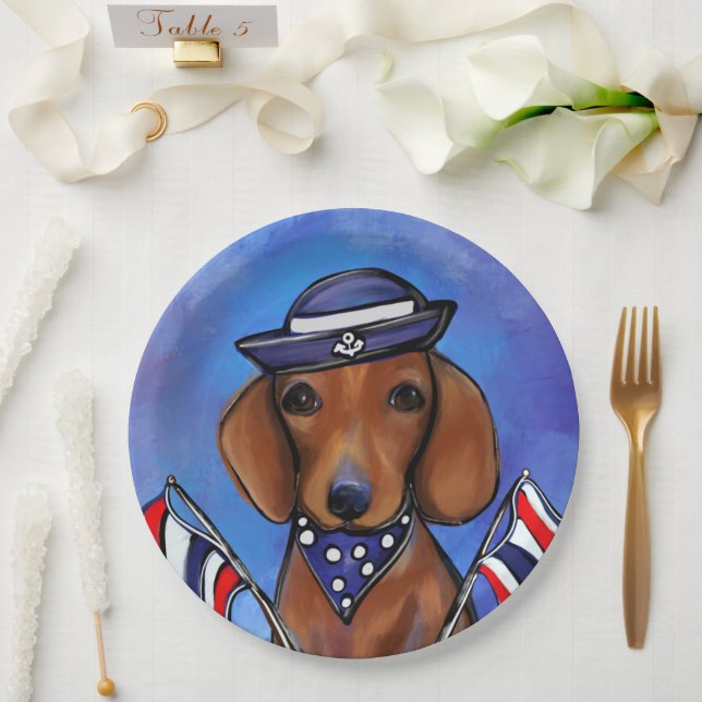 Plato De Papel Dachshund or perro salchicha (Boda)