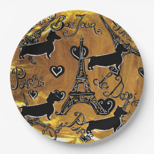 Plato De Papel Dachshund Oro