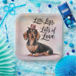Plato De Papel Dachshund Piernas de amor