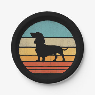 Plato De Papel Dachshund Silhouette de los años 70 Regalos Perro