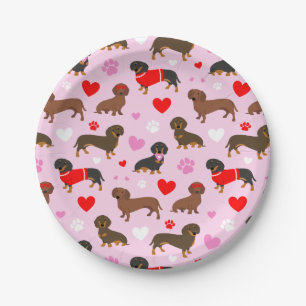 Plato De Papel Dachshund Valentine