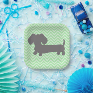 Plato De Papel Dachshund Wiener Dog Fiesta