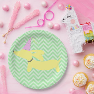 Plato De Papel Dachshund Wiener Dog Fiesta
