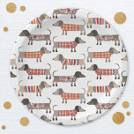 Plato De Papel Dachshund Wiener Sausage Dog<br><div class="desc">Pequeña salchicha de Dachshund o perritos de peluquería en ropa de cama de lana. Perfecto para los amantes del perro. Arte original de Nic Squirrell.</div>