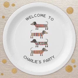Plato De Papel Dachshund Wiener Sausage Dog Personalizado