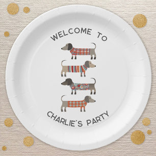 Plato De Papel Dachshund Wiener Sausage Dog Personalizado