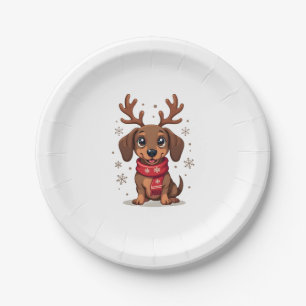 Plato De Papel Dachshund Winter Joy