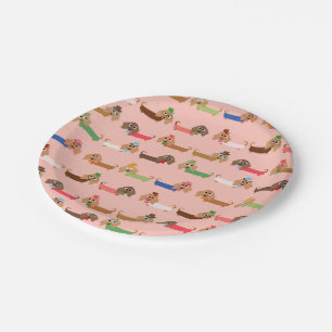 Plato De Papel Dachshunds divertidos