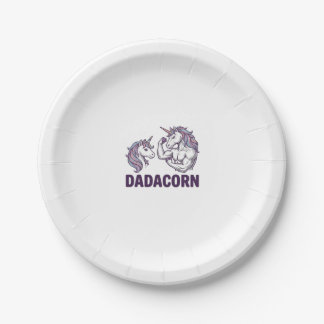 Plato De Papel Dadacorn Funny Unicorn Dad Vector Shirt Design_1