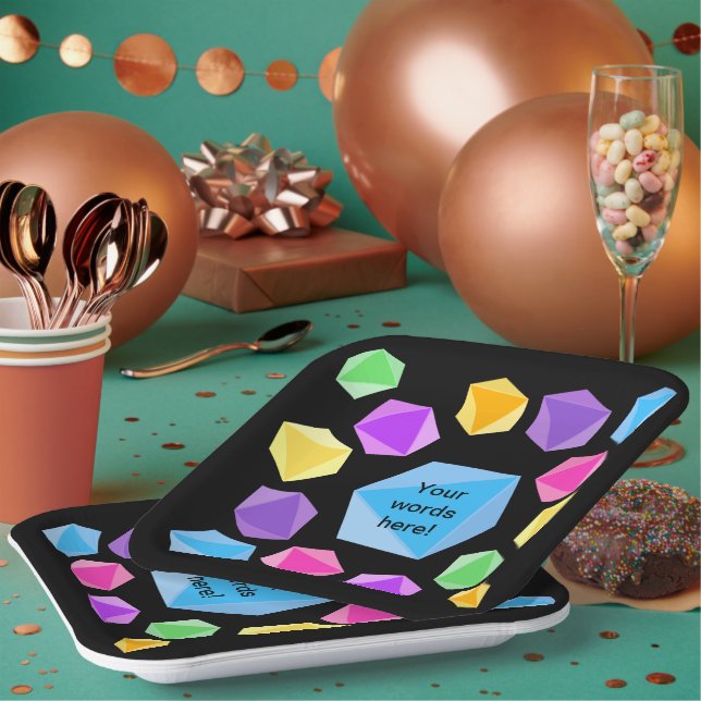 Plato De Papel Dados de arcoiris personalizados (Multi)