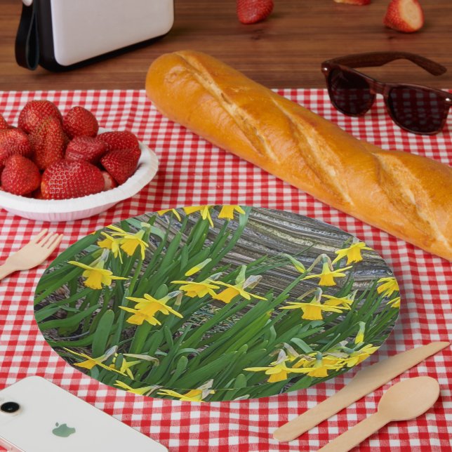 Plato De Papel Daffodil amarillo florece (Picnic)