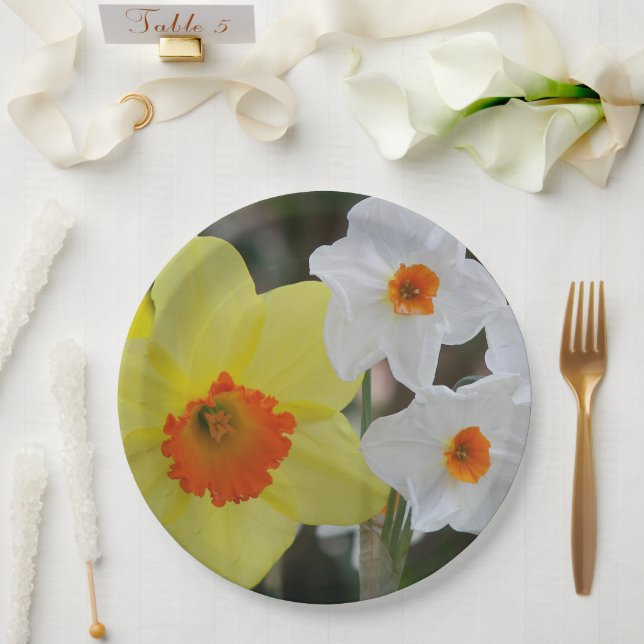 Plato De Papel Daffodil de primavera florece (Boda)