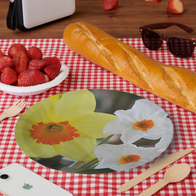 Plato De Papel Daffodil de primavera florece (Picnic)