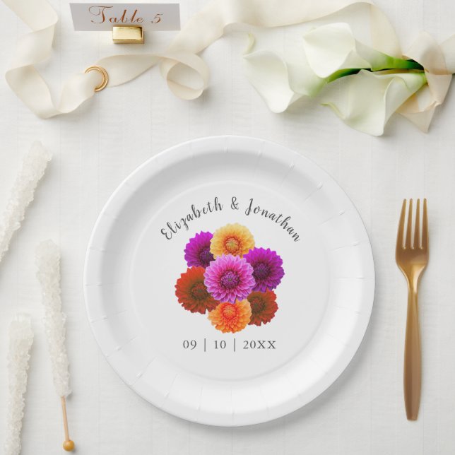 Plato De Papel Dahlia Autumn Boda Floral (Boda)