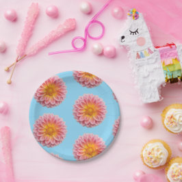 Plato De Papel Dahlia rosa y gotas de excremento