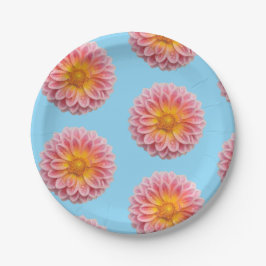 Plato De Papel Dahlia rosa y gotas de excremento