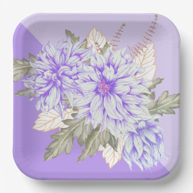 Plato De Papel Dahlias - Placas de papel Boda Ametist (Anverso)