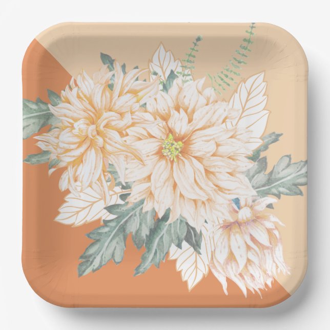 Plato De Papel Dahlias - Placas de papel Boda de Marmalade (Anverso)