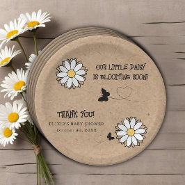 Plato De Papel Dainty Daisy Minimalista Craft Baby Shower
