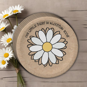Plato De Papel Dainty Daisy Minimalista Craft Baby Shower