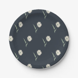 Plato De Papel Dainty Scattered Aster Botanical | Deep Charcoal